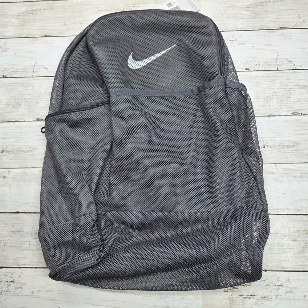 Nike Brasilia Mesh Backpack BA6050-026 Unisex Grey Breathable Gym Bag